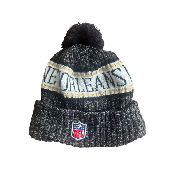 New Era Other - New Era NFL New Orleans Saints Pom Beanie Hat Black Gold White One Size